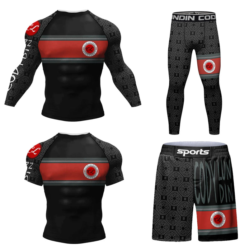Cody Lundin Durability MMA BJJ Rash Guard Tight Exercise Jogging T - Shirts+Pants 3D Print Compression - View 24 | SAMAG