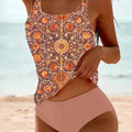 Women's Printed Boho Tankini Set High-Waist Two-Piece | SAMAG