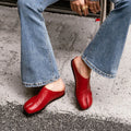 New Genuine Leather Cowhide Women Mules, Split Toe Slip-on Women Slippers,Fashion Flats Women Shoes