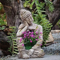 Retro Weathered Buddha Statue Zen Garden Decor Outdoor Courtyard Villa Balcony Flower Pot Decoration Tea Room Entrance Ornament