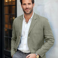 Men's Blazer Jacket Linen Tuxedo Single - Breasted Summer Casual Groomsmen For Wedding Pocket Clothes - View 10 | SAMAG