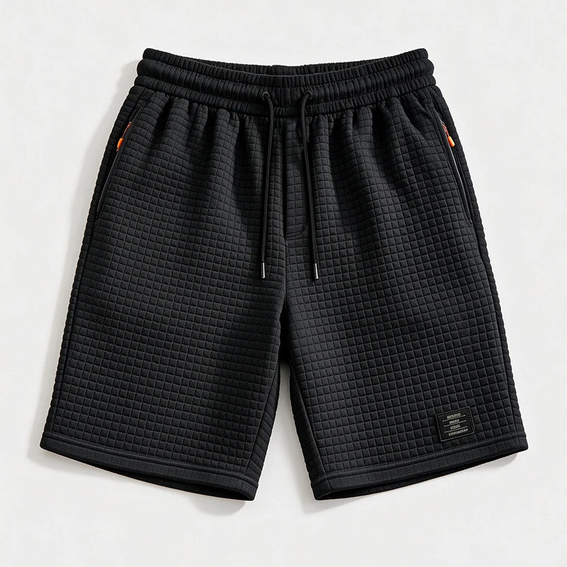 Men Waffle Knit Casual Shorts Drawstring Elastic Waist | SAMAG
