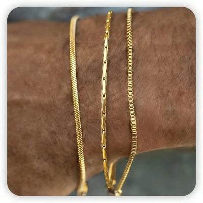 Dainty Gold/Silver Chain Bracelet Stack 14K Gold Plated Silver For Men Stainless Steel Adjustable Cross Charm Cuban | SAMAG