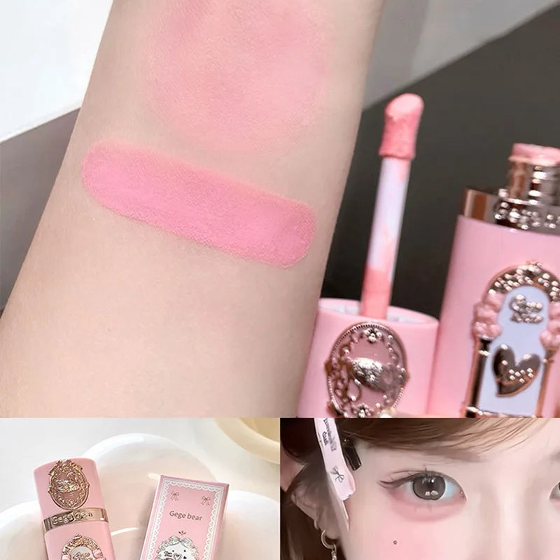 Gege Bear Strawberry Pink Liquid Blush Korean Makeup Matte Nude Apricot Tint Blusher Brighten Face Rubores Rouge Cute Makeup