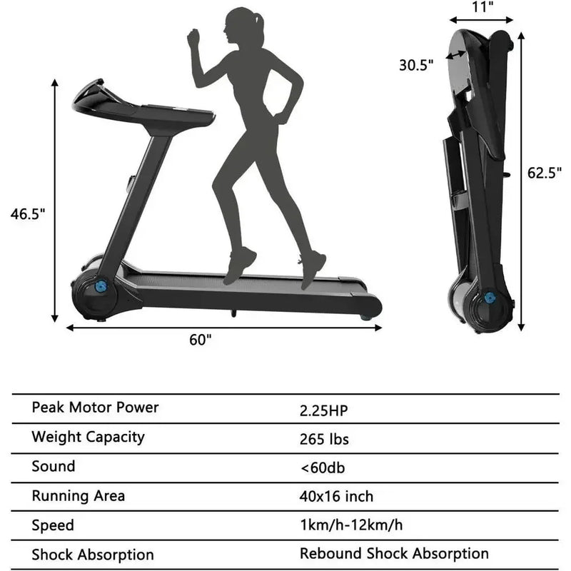 Motorized Electric Treadmill with LED/LCD Display, 2.25HP | SAMAG