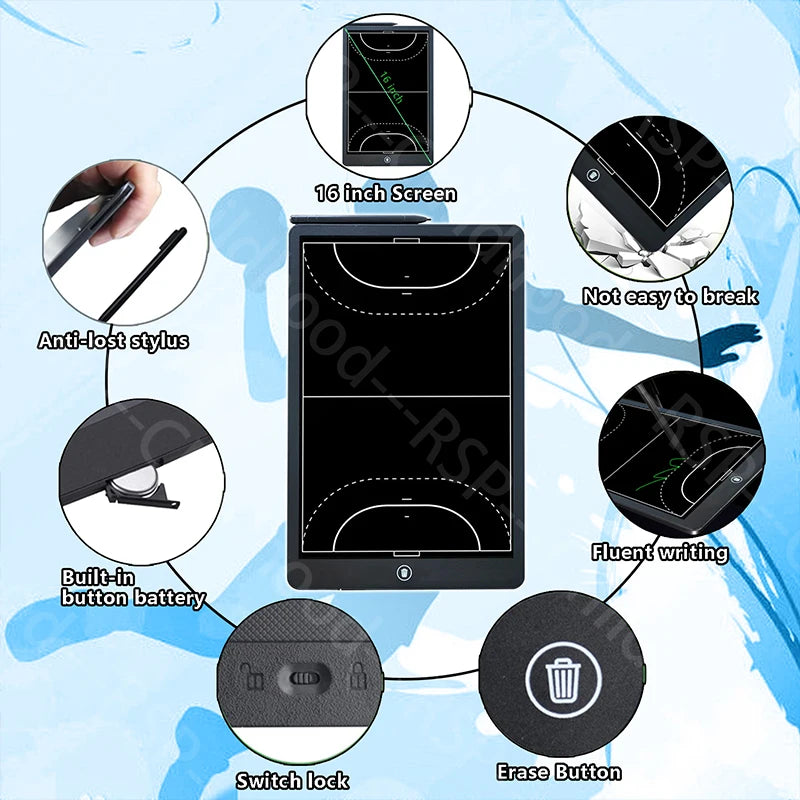 16-in LCD Electronic Handball Coaching Tactical Tablet for Sport Training American football rugby Coaching Strategy Marker Board