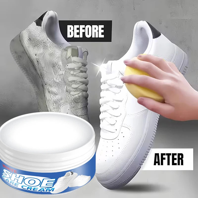 White Shoe Polishing Cream, Sneaker Cleaner and Shine Restorer for Canvas Shoes, Leather Shoes and Sports Shoes