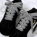 Gingham Ribbon Shoelaces Wave Edge Plaid Flat Shoe Laces Decorative Replacement Laces For Sneakers Casual Shoes