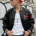 Men's Faux Leather Jackets Varsity Embroidered Baseball Coat Casual Daily Motorcycle Windbreaker Outerwear New in Jacket