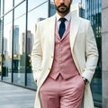 Ivory Long Blazer Men's Suits Single Breasted Wedding | SAMAG