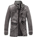 Men Fashion Warm Casual Vintage Faux Leather Jacket Coat Men Winter Brand New Long Thick Fleece Windproof Warm Leather Jacket