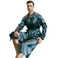 Pajama men's spring and autumn silk thin style oversized pajamas long sleeved bathrobes ice silk bathrobes home clothing summer
