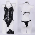 Lingerie Set Latex Leather V Neck Backless Hollow Plus Size For Women Night Wear Bra Corset Baby Doll Dress Underwear Costumes