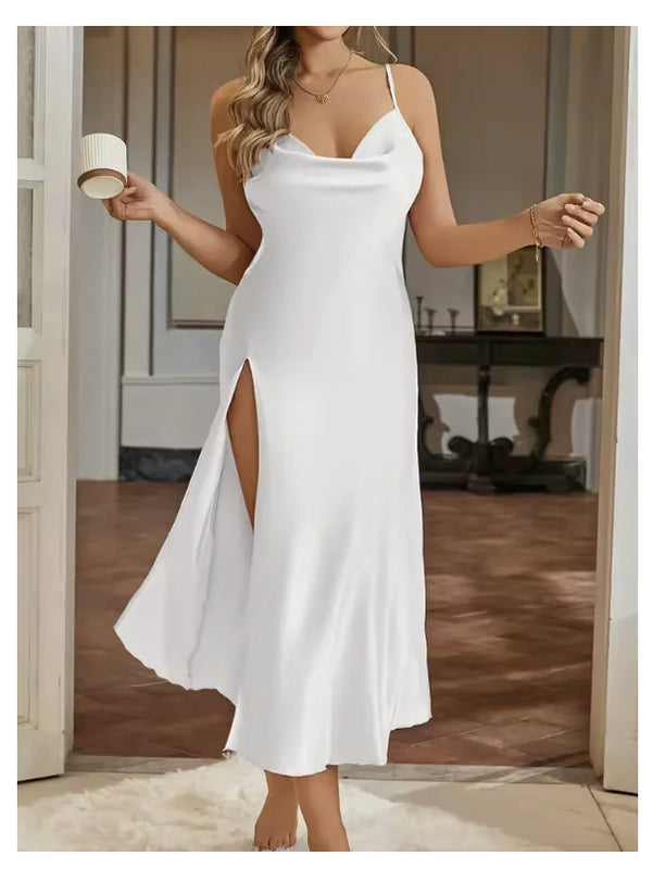 Sexy Nightie Woman Suspender Nightdress Backless Camisolas Night Dress Lingerie Nightgown Sleep Tops Pajamas Satin Woman