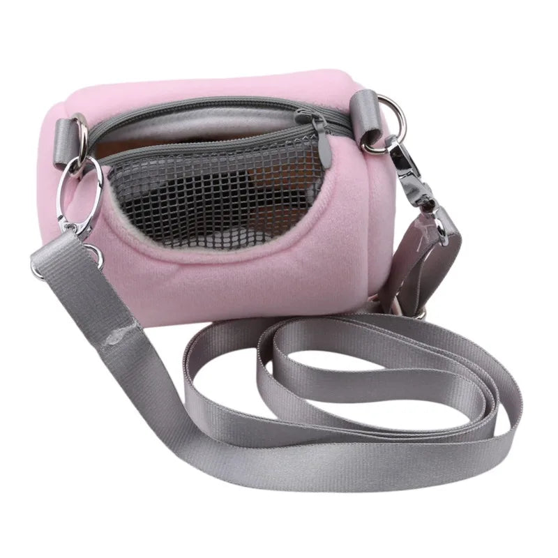 Pet Cage Cross Body Accessories Soft Practical House Travel Portable Squirrel Visible Mesh Hamster Carrier Bags Cylinder Design