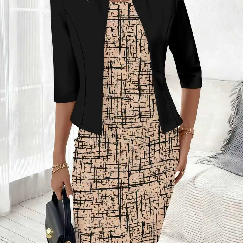 Printed Design Autumn and winter styles Geometric Print Pattern Design casual style dress suit