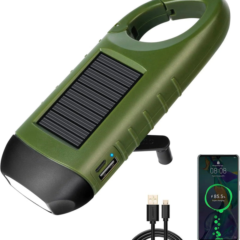 LED Flashlight Hand Crank Solar Powered Rechargeable - View 9 | SAMAG