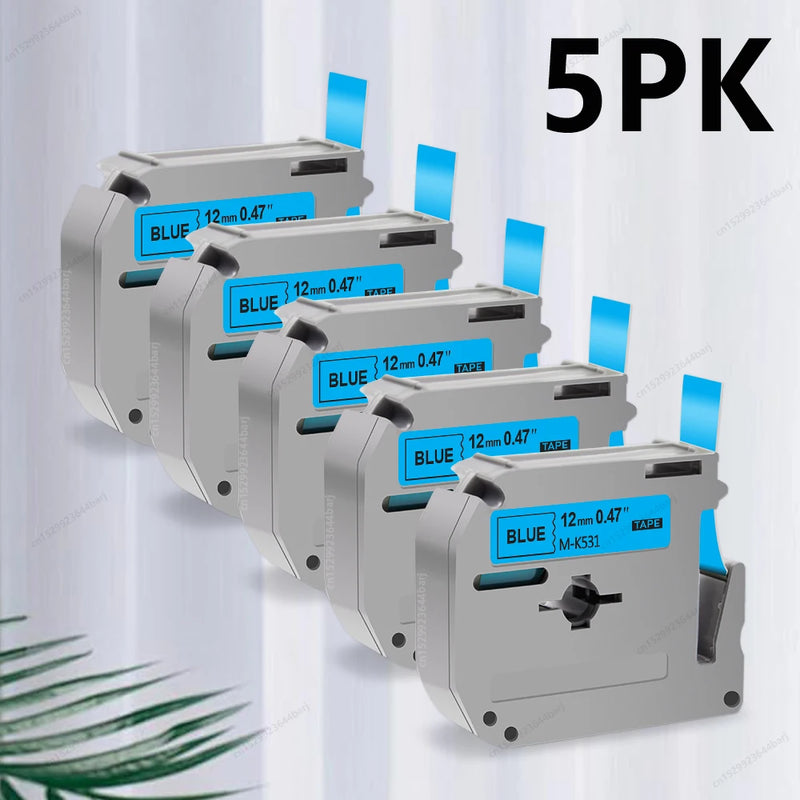 1/3/5Pack M-K231 M Tape Compatible for Brother P-Touch M231 MK231 MK-231 12mm Black on White for Brother PT70 PT80 Label Printer