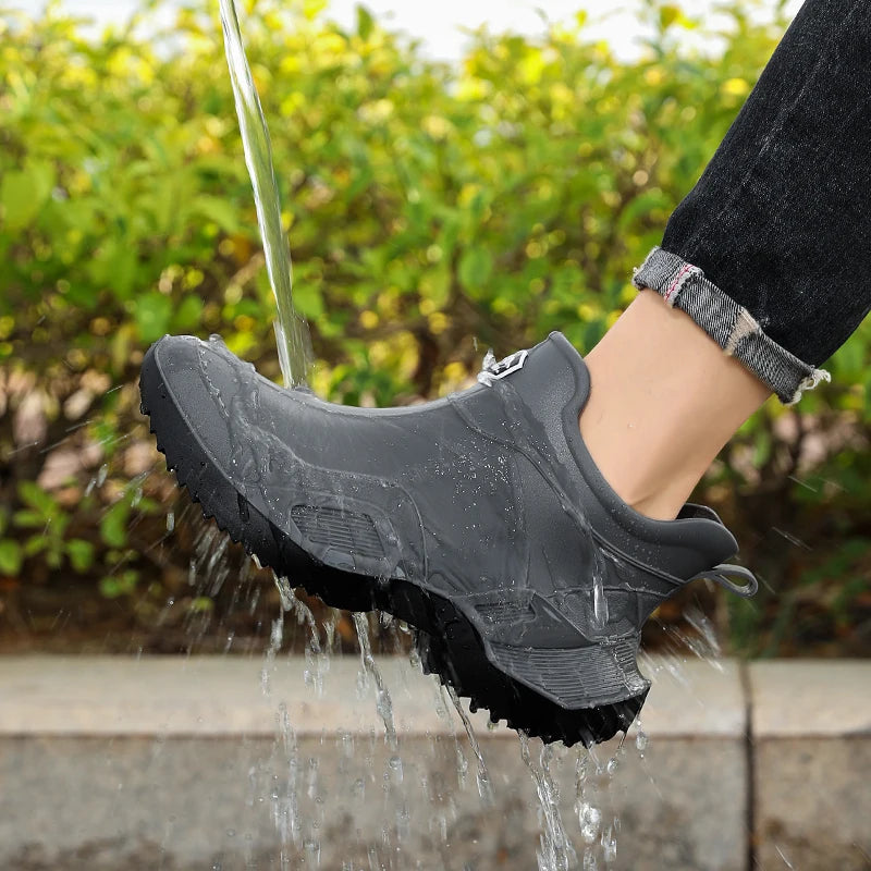 High-end Rain Shoes Men Simple Waterproof Anti-slip and Wear-resistant Short Rain Boots Fishing Rubber Shoes Kitchen Water Shoes