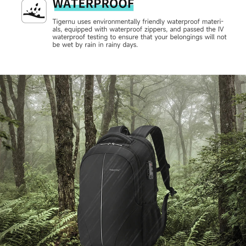 Tigernu Vacuum Backpacks Compression Travel Backpacks 15.6-17 Laptop Backpack Men TSA Anti Theft Backpacks Expandable Schoolbag
