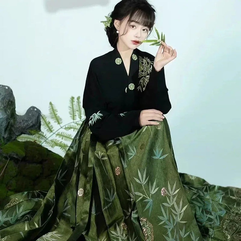 Hanfu Horse Face Skirt Chinese Style Costume Mamianqun Ming Dynasty Weaving Chinese Dress Vest Skirt