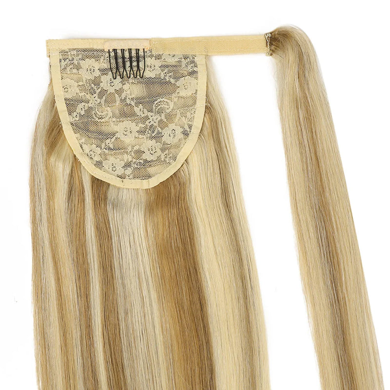 100% Human Hair Ponytail European Straight 120gram Wrap Around Clip In Pony Tail Machine Remy Hair 12-26 Inches For  Salon
