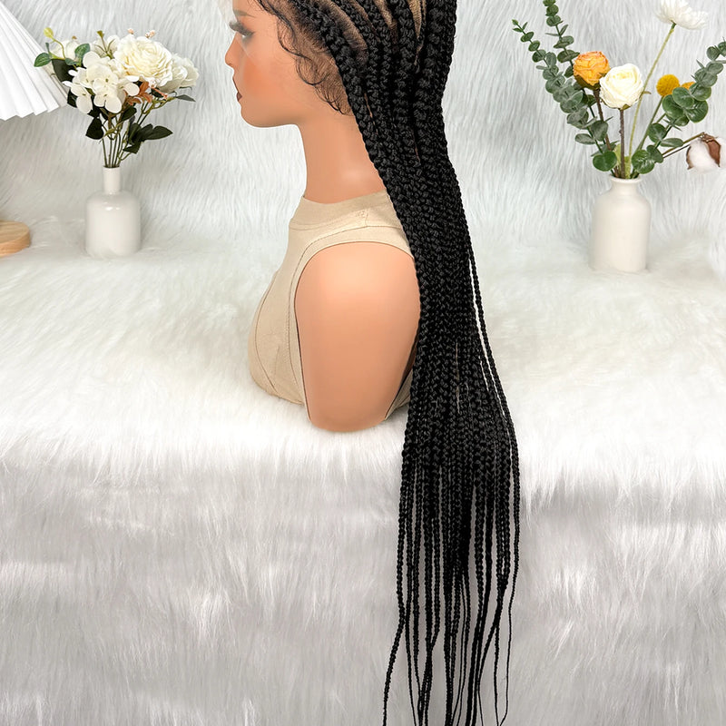 KIMA Lace Front Cornrow Box Braided Wig Synthetic Knotless Braids Wig With Baby Hair Heat Resistant Fiber Braiding Wigs For Afri