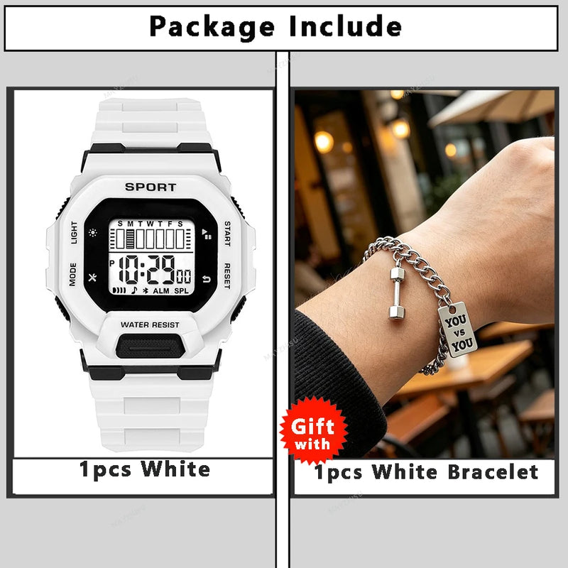 NEW Electronic Watches, Square Alarm - clock Luminous Multi - functional Trend Sports Student Watch LED - Visuel 16 | SAMAG
