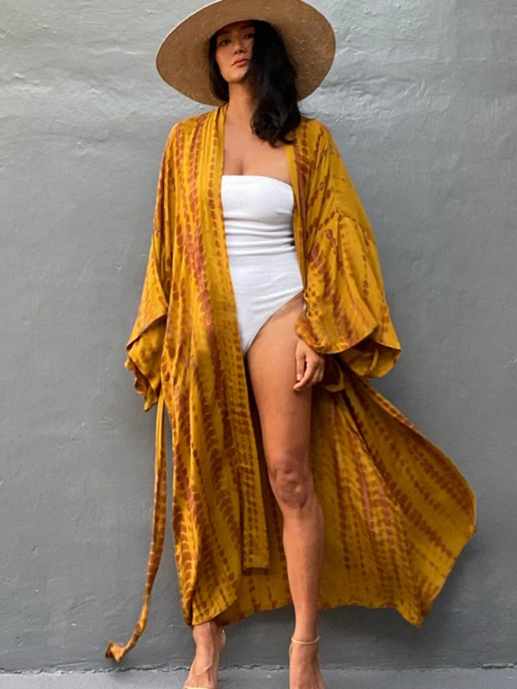 Bikini Cover Up Tie Dye Printed Swimsuit Cape Pareo - Visuel 5 | SAMAG