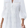 Women's Fashion Shirt Top White Lace Hollow Out V - Neck - View 6 | SAMAG