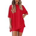 2026women's New Fashion Trend Basic High-quality Casual Round Neck Slit Loose Casual and Comfortable Women's Two-piece Home Suit