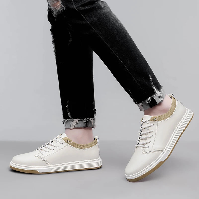 Men's Genuine Leather Business Shoes Handmade High Quality Casual Leather Oxford Business Work Shoes Coffee Lace-up Comfy Shoes