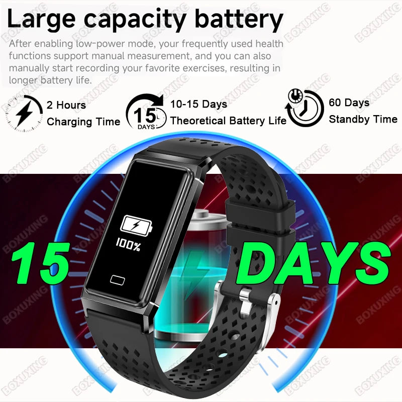 2026 New Smart Bracelet Men Women Sleep Health Monitor Sports Fitness Tracker 10ATM Waterproof 15 Days Battery Life Smartwatches