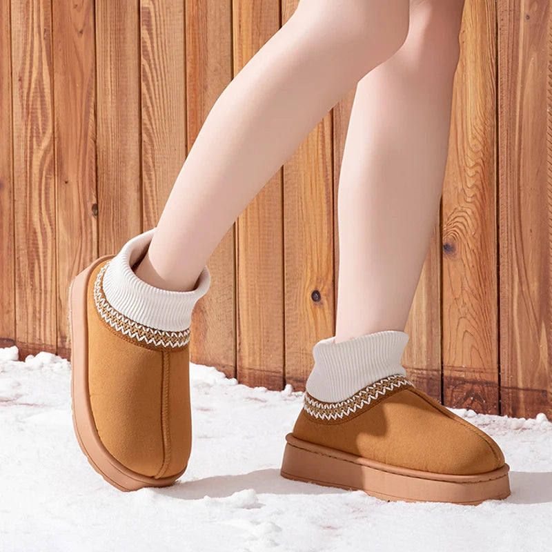 Winter Plush Ankle Boots Female Casual Women's Slippers Home Fluffy Luxury Designer Woman Shoes Indoor Fuzzy Fur Snow Booties
