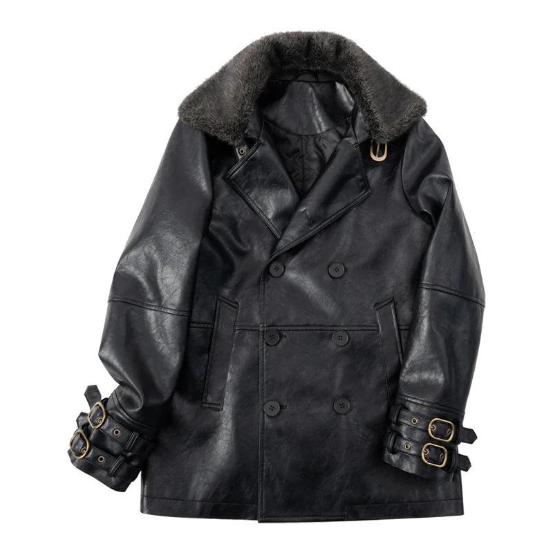 Game Biohazard Resident 9 Requiem Leon Scott Kennedy Cosplay Costumes Black Faux Leather Jacket With Faux Fur Collar For Man