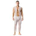 Men's Fishnet Hollow Out Robes Classic Lounge Pants Sexy Sleepwear Mens Robe Sets Daily Home Sleeveless Bathrobes Hooded Pajamas