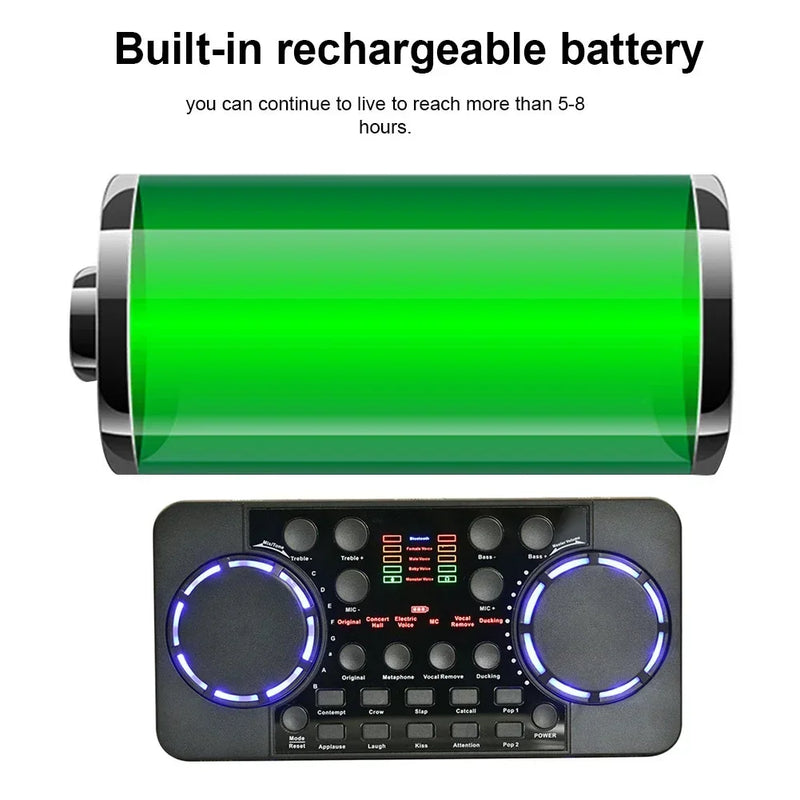 Professional V300 Pro Sound BT Card Audio Interface Mixer DJ Digital Effect Noise Reduction Console USB Record For Singing
