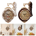 Double Sided Wall Clock Decorative Easy to Read Round Quiet European Style Hanging Clock for Home Office Villa Kitchen Bar Porch