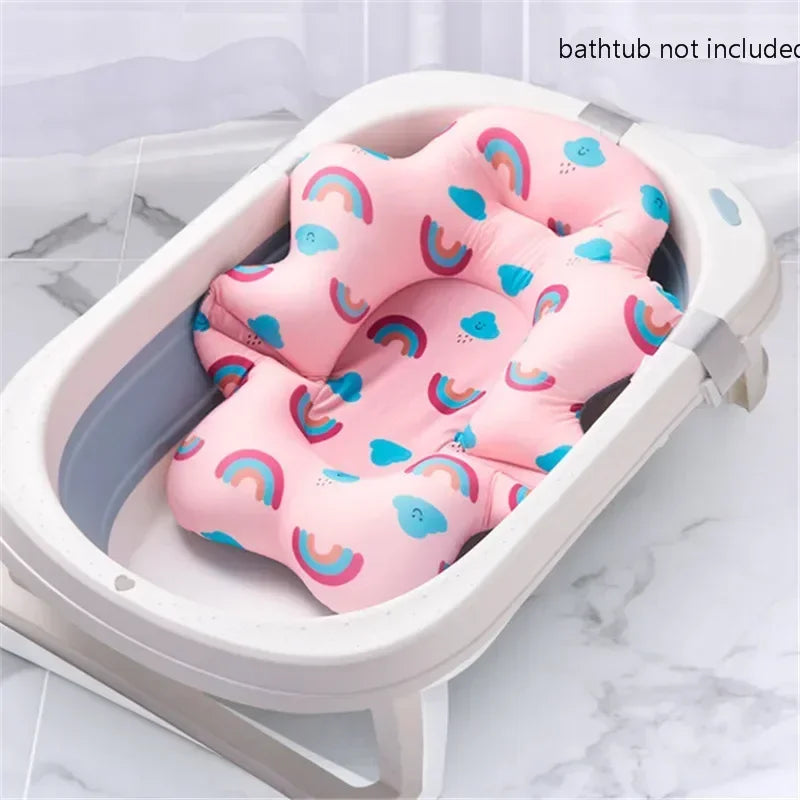 Infant Daily Bath Accessory Non Slip Bathtub Mat Soft Animal Pillow Safety Support Cushion For Newborn Shower And Body Washing