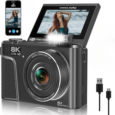 Digital Camera 8K 88MP 18x Zoom Autofocus WiFi Travel | SAMAG