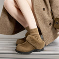 2026 Autumn Winter New Women Round Toe Flannel Closed Toe Slippers Retro Platform Slippers Plush Warm Non Slip Outdoor Slides