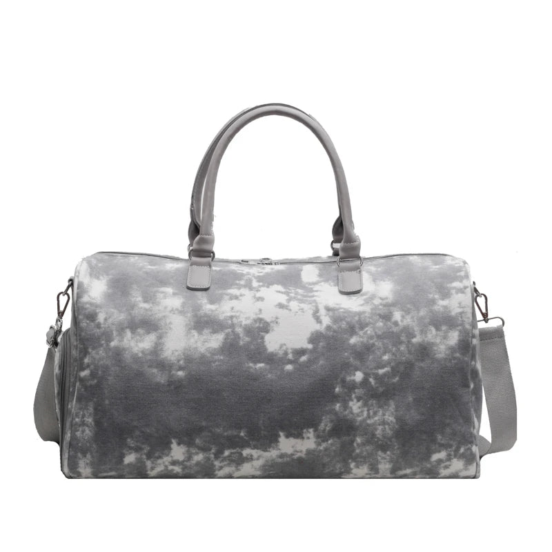 Fashion Canvas Tie-dye Women's Travel Bag Luxury Designer Boston Bag Large capacity shoulder crossbody bag with shoe compartment