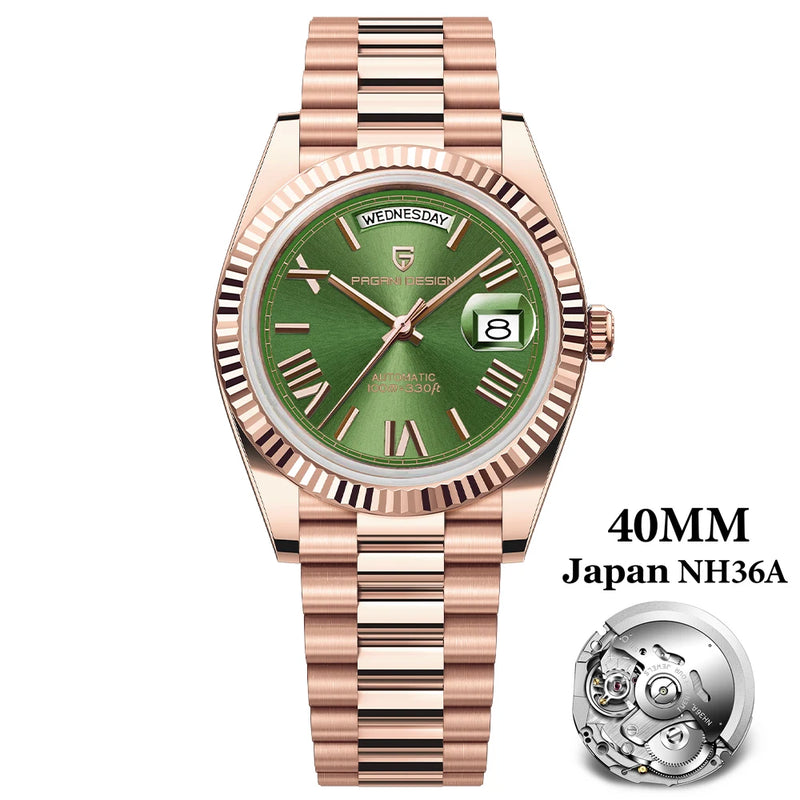2026 New PAGANI DESIGN Rose Gold DD40 Luxury Automatic Watch Men Mechanical Wrist Watches Men Japan NH36A AR Sapphire crystal