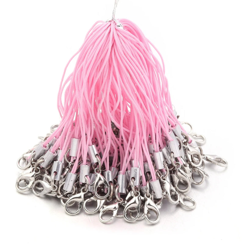 20/100PCS Strap Charm Cord Lanyard Lariat Strap Cords Lobster Clasp Rope Keychains Hooks Mobile Set Charms Jewelry Accessories