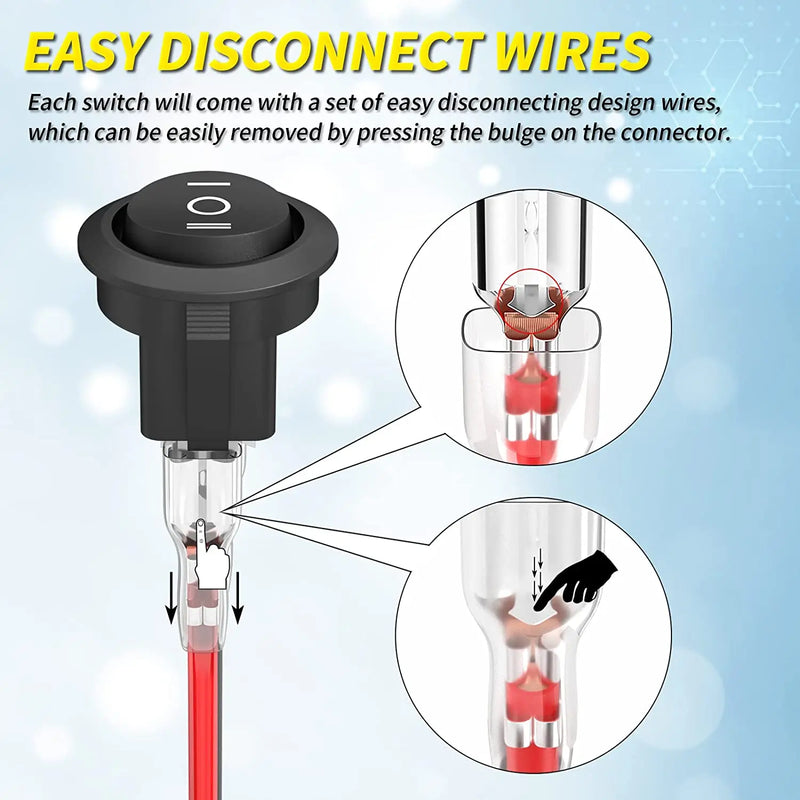 DaierTek 5PCS Round KCD1 Rocker Switch 12V 3 Pin 3 Position ON Off ON 10A/125V DC SPDT Circle Toggle with - Visuel 5 | SAMAG