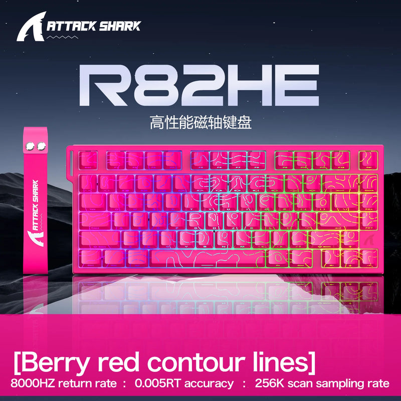 R82HE ATTACK SHARK High Performance E-sports Magnetic Switch Keyboard 8K Zero Dead Zone Adjustable RGB Lighting Web Driver Wired