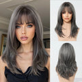 EASIHAIR Medium Length Wavy Blonde Synthetic Wig With Bangs For Women Natural Wigs Hair Heat Resistant Daily Party Cosplay Use
