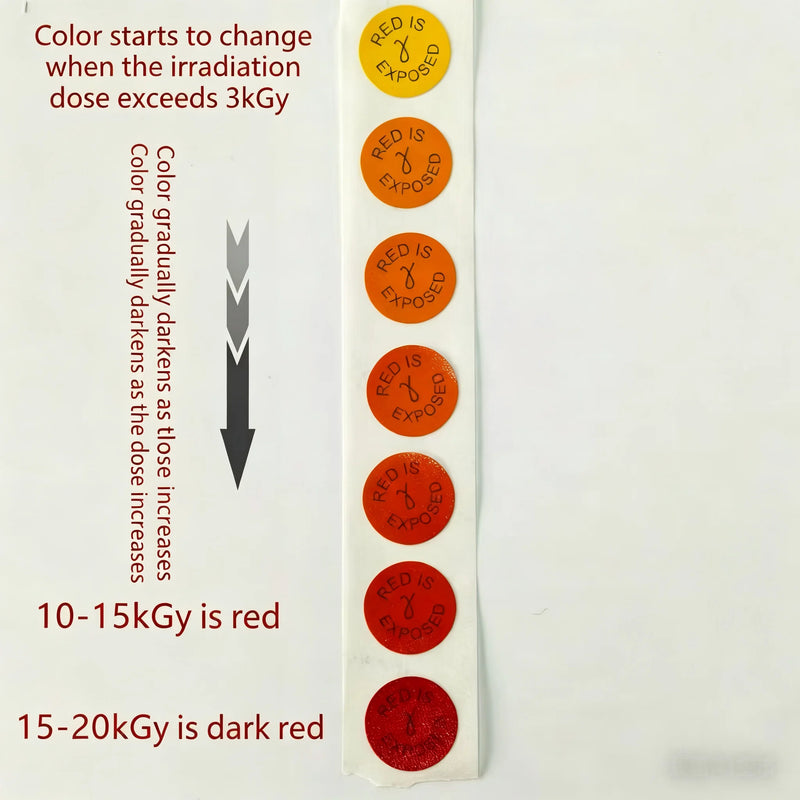 Radots Radiation Exposure Indicator Stickers, 12.7mm Yellow Red Color Change Sterilization Labels