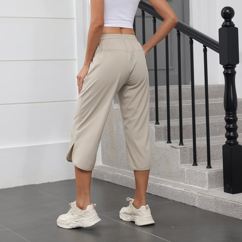 Women Casual Cropped Capris Cargo Pants, Outdoor Lightweight Capris Yoga Flared Pants, Breathable Quality Sweatpants