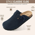 Comwarm Arch Support Unisex Clogs Slippers With Adjustable Metal Buckle Vegan Suede Mules Anti-slip Cork Footbed Potato Shoes